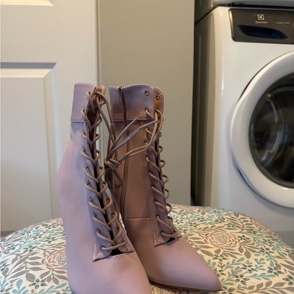 Mauve Lace-Up Ankle Boots - Picture 4 of 4